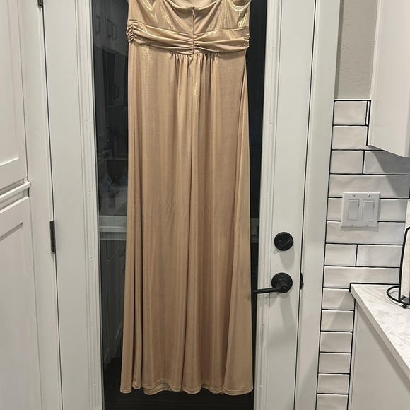Jessica McClintock Vintage Elegant Gold Shimmer Evening Dress Gown Made in USA - Picture 7 of 16